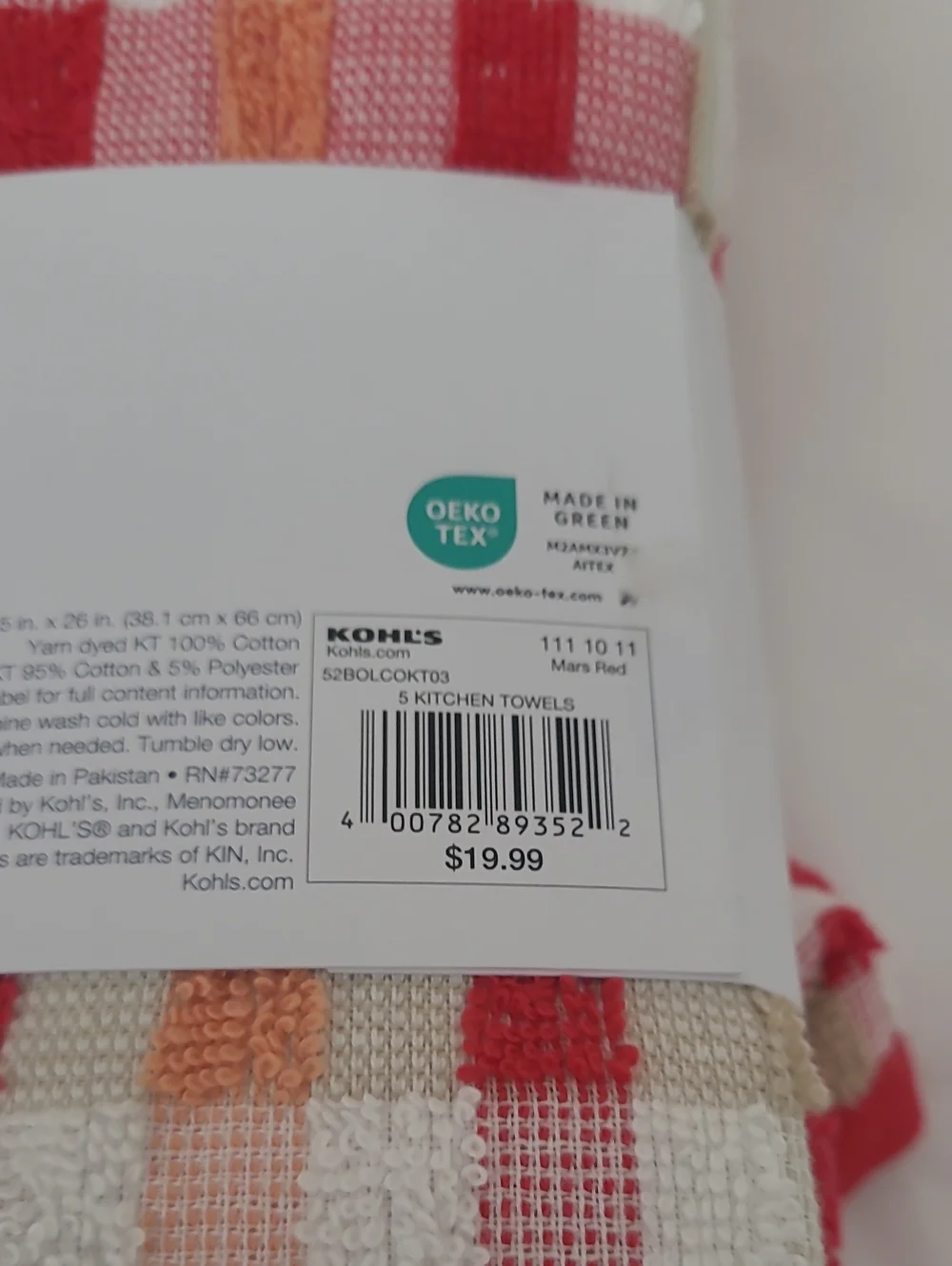 The Big One Red, Orange & Beige Waffle Weave Kitchen Towels - 5 Pack